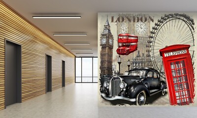 3D Telephone Booth K1339 Wallpaper Mural Self-adhesive Removable Sticker Kay