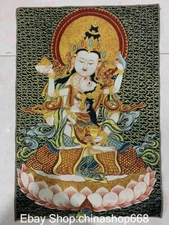 36" Old China Embroidery Silk Cloth Happy devas of pleasure Buddha Thangka
