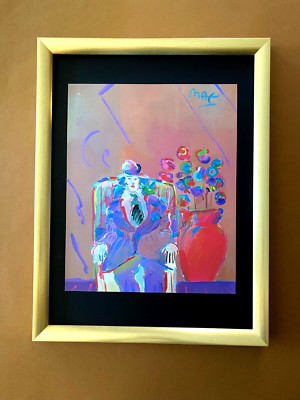 Peter Max | Vintage Print Signed | Mounted & Framed Large 16x12in Pop Art