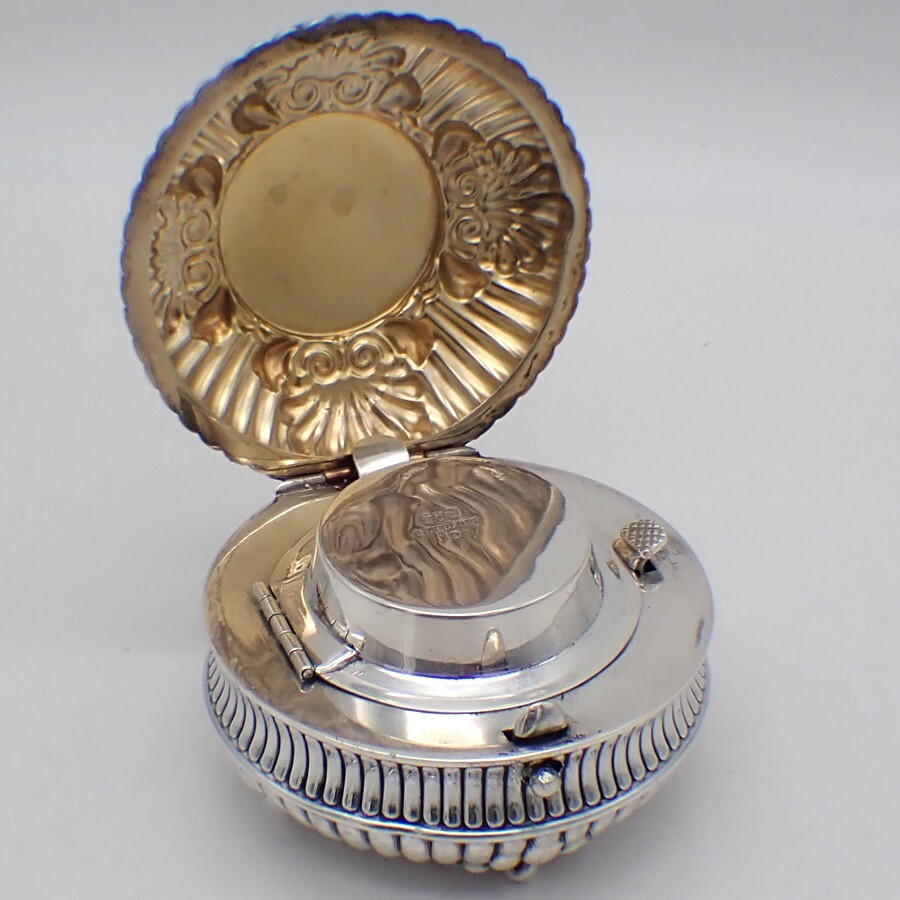 Traveling Inkwell Gorham Unusual Design Sterling Silver Mono EBS