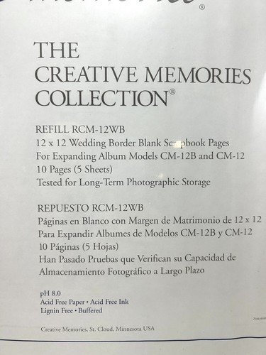 2 Creative Memories Wedding Pages 12x12 15 Refill Sheets RCM-12W + 5 Refill 12WB - Picture 8 of 9