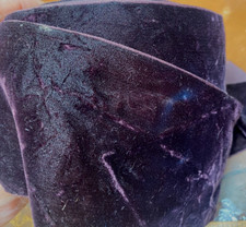 vintage velvet ribbon 3" rayon deep aubergine 1yd made in Switzerland