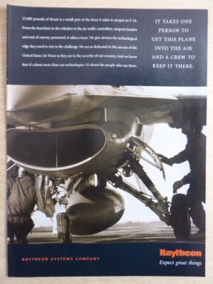 10/1999 PUB RAYTHEON SYSTEMS F-16 US AIR FORCE ORIGINAL ANZEIGE