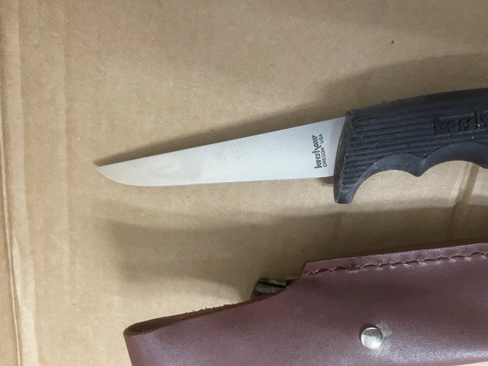 CUCHILLO UTILITARIO KERSHAW 1029 TF Japón hoja fija caza pesca + funda de cuero Foto 2 de 4