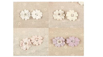 CraftbuddyUS 10 Flower w/Pearl&Diamante Centre 3D motif 50mm SewOn Stitch Fabric