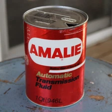 1970's era AMALIE ATF Old 1 quart Oil Can ~~ hard to find can~~nice shape