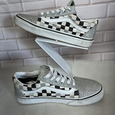 Vans Old Skool Low Top Silver Glitter Black/White Checkered W M