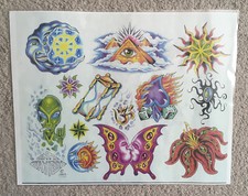 Tattoo Studio Shop Flash Single Gentle Jay Pedro Alien, Moon, DIce 11"X17" Print