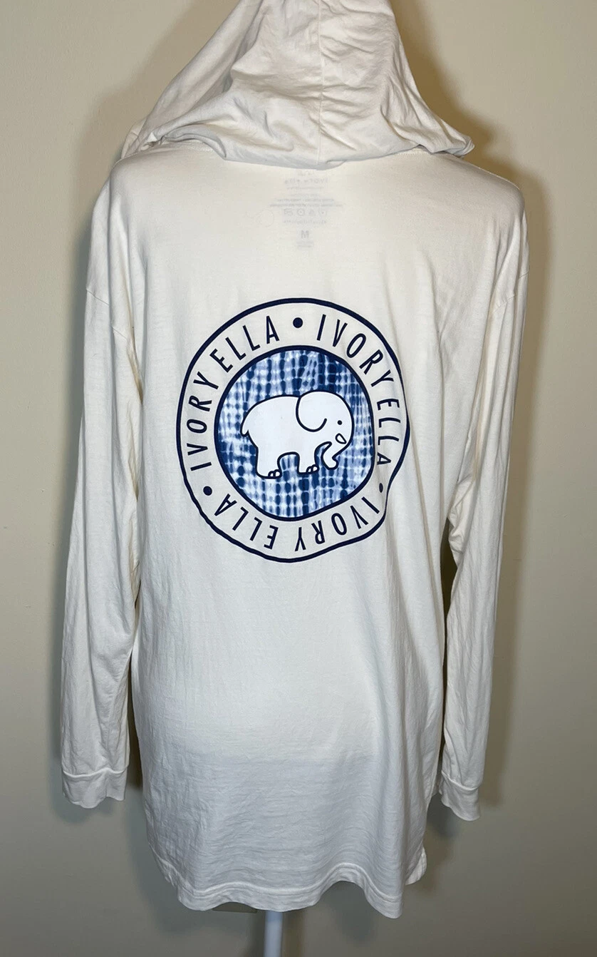 OFF WHITE Felpa con cappuccio Ivory Ella Taglia M Stampa elefante colore avorio crema design blu