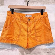 Free People 3" Cut Off Utility Mini Shorts Orange Mid Rise Cotton Womens 4