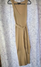 Forever 21 Ribbed Knit Sleeveless Midi Dress Belted Brown Size S