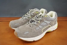 Vionic Walker Shoes Womens 8 US Gray Yellow Suede Mesh Arch Support Sneakers