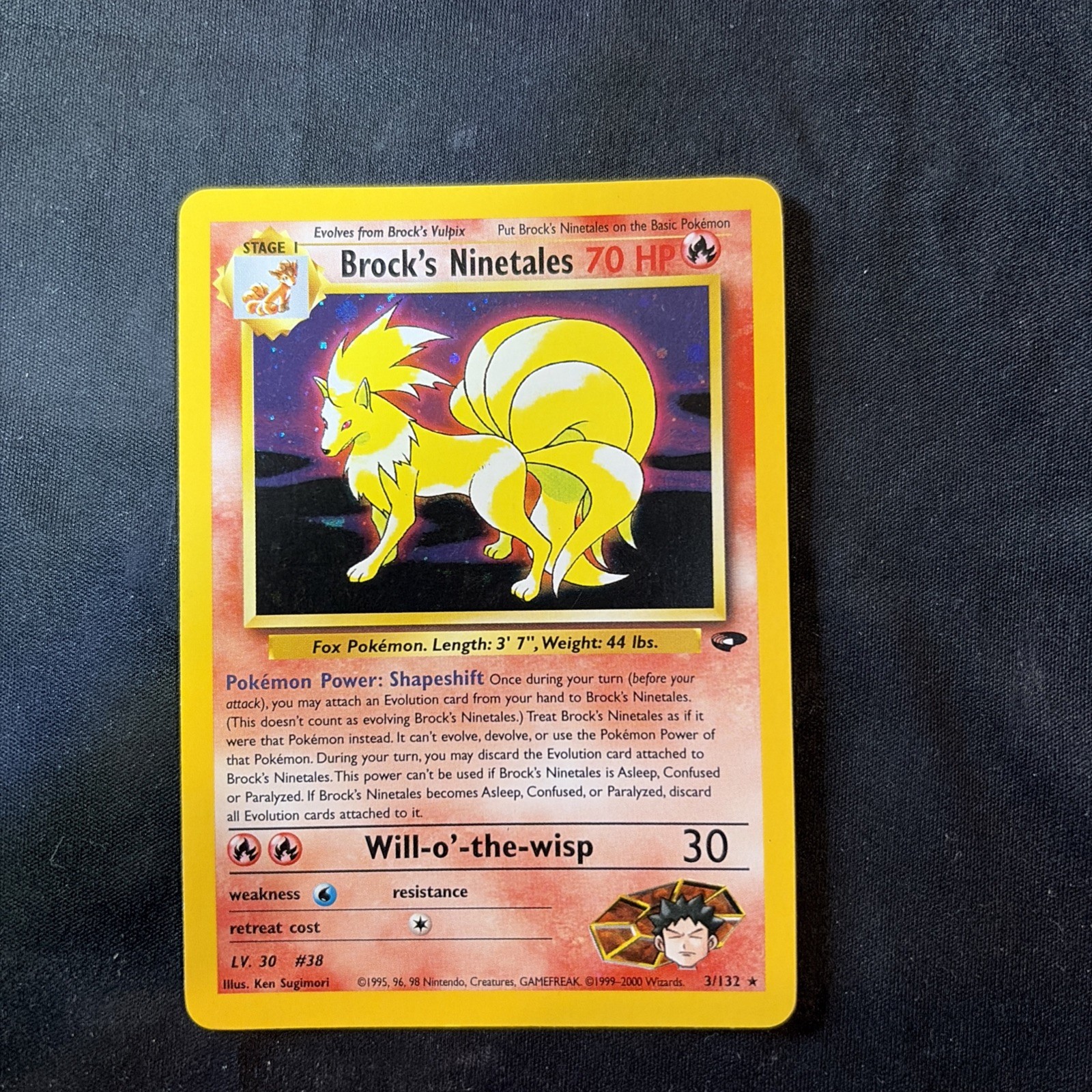 Pokémon TCG Brock's Ninetales Unlimited Holo Rare Card Gym Challenge 3/132