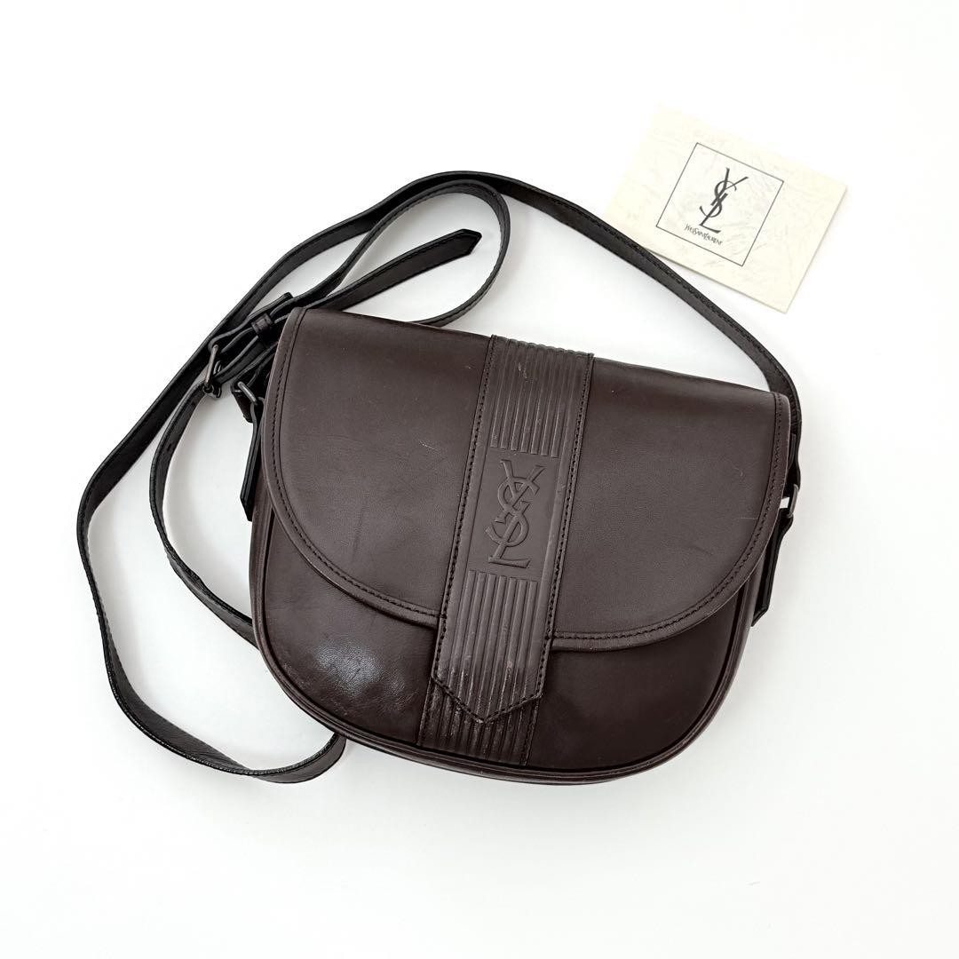 Borsa a tracolla Yves saint Laurent logo YSL marrone F62