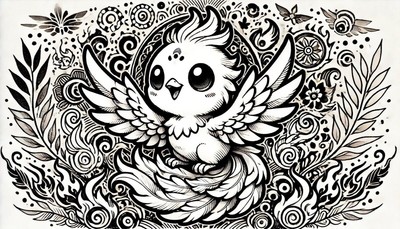 Playmat Desk Mat Simplistic Chibi Gryphon Sumi-e Style 24x14in