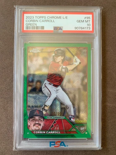 2023 Topps Chrome Logofractor CORBIN CARROLL Green Rookie RC /99 PSA 10
