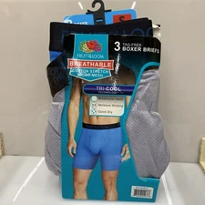 Fruit Of The Loom Breathable Assorted Boxer Briefs 3-Pack Size S❗️Damage Box