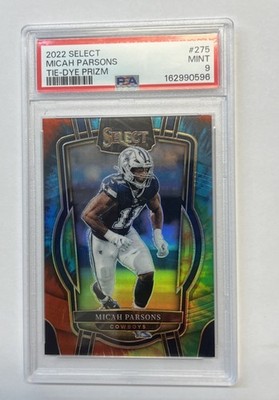 2022 Panini Select Micah Parsons Tie-Dye Prizm Die-Cut #275 /25 PSA 9  Cowboys