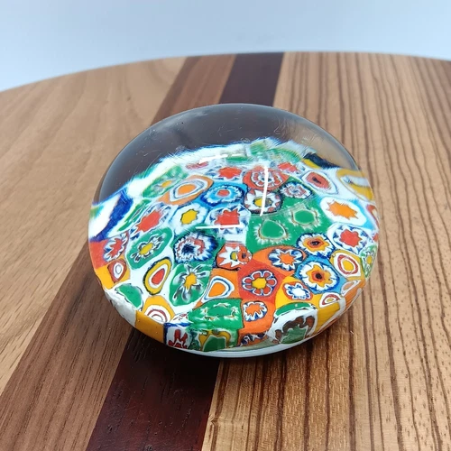 Vtg Serenissima Murano Style Glass Paperweight Millefiori Madevin Italy