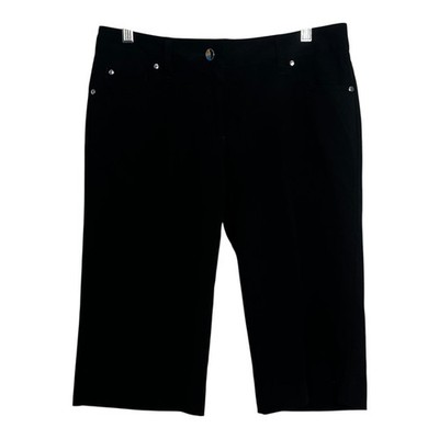 Larry Levine Womens Black Bermuda Shorts Size 6 Stretch Straight Leg
