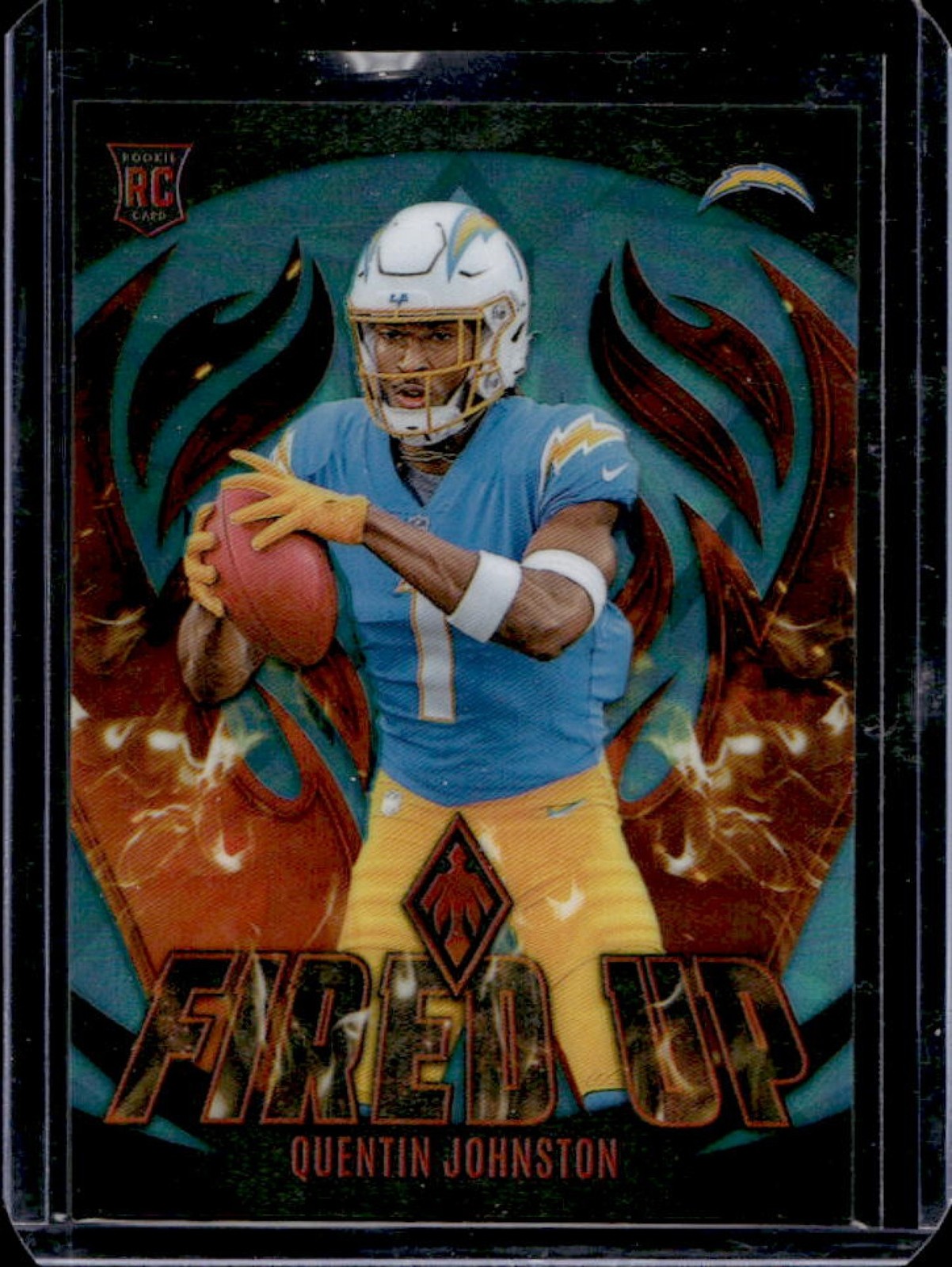 2023 Panini Phoenix Quentin Johnston Fired Up RC Teal Rookie #/125 Chargers