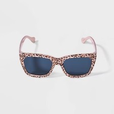 Girls' Leopard Print Square Sunglasses - Cat  Jack Pink: UV Protection