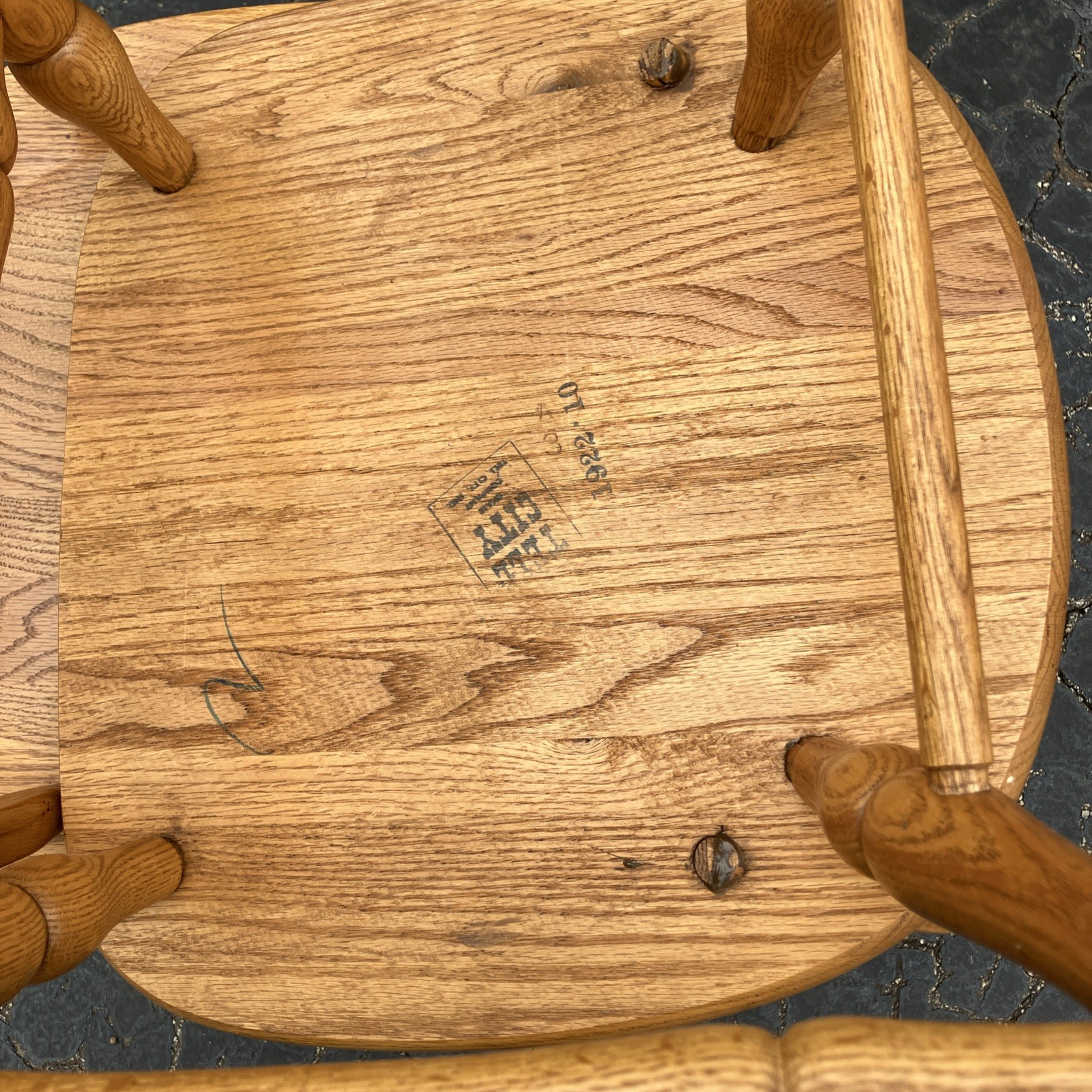 Vintage Tell City Oak Dining Room Set of Two Chairs Windsor Spindle Back