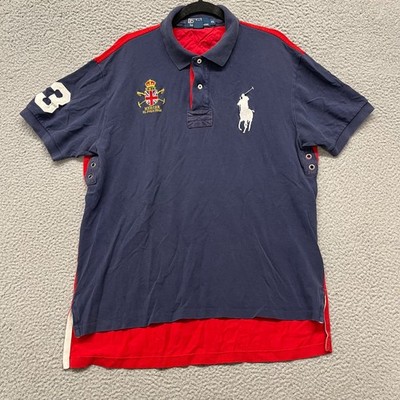 Polo Ralph Lauren Crest Shirt Big Pony Mens XL Blue Rugby Polo