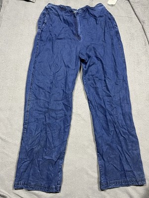 Vintage Cherokee Pants Women Large Blue Chambray Wide Leg Telcel Made Korea