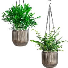 4.5/5.2Inch 2 Pcs Self Watering Hanging Planter Indoor Plant Pots Drainage Holes