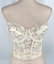 VTG 80s Victoria's Secret 34D Gold Label Lace Corset Bustier off White bridal