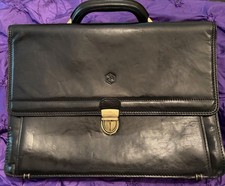 Vintage Valentina In Pell Italian Leather Executive Briefcase Attache case black