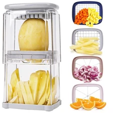 Kitchen gadgets food chopper with container.4 in 1 vegetable cutter french fry