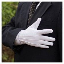1Pair White Gloves Formal Elasticated Wrists Polyester Reception Parade