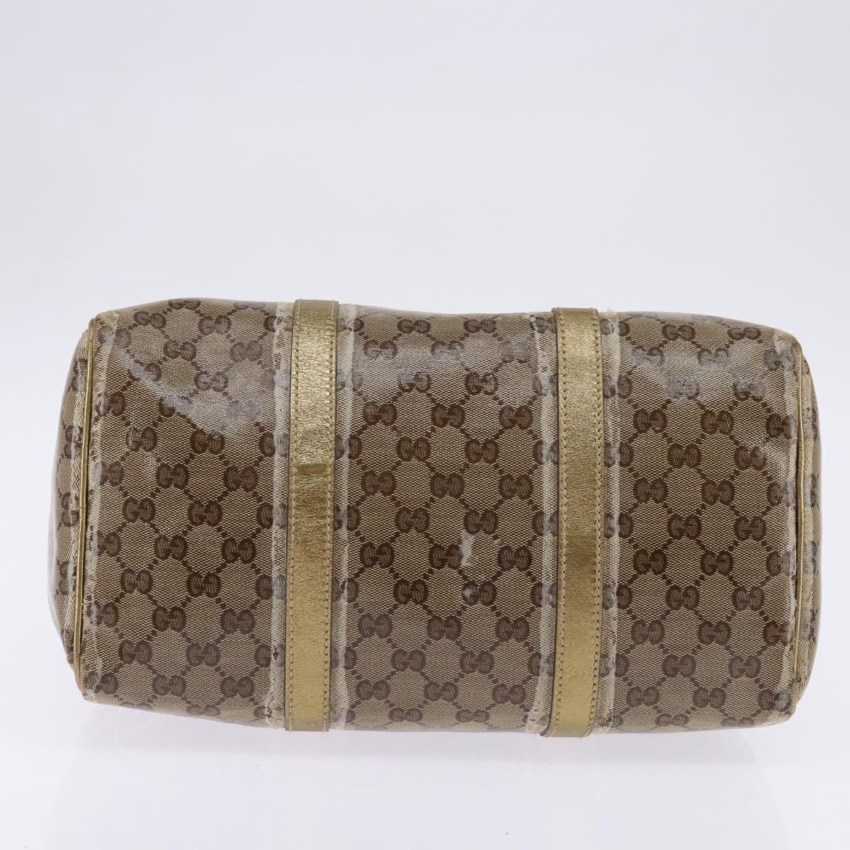 GUCCI GG Crystal Boston Bag Coated Canvas Beige Gold 193603 Auth
