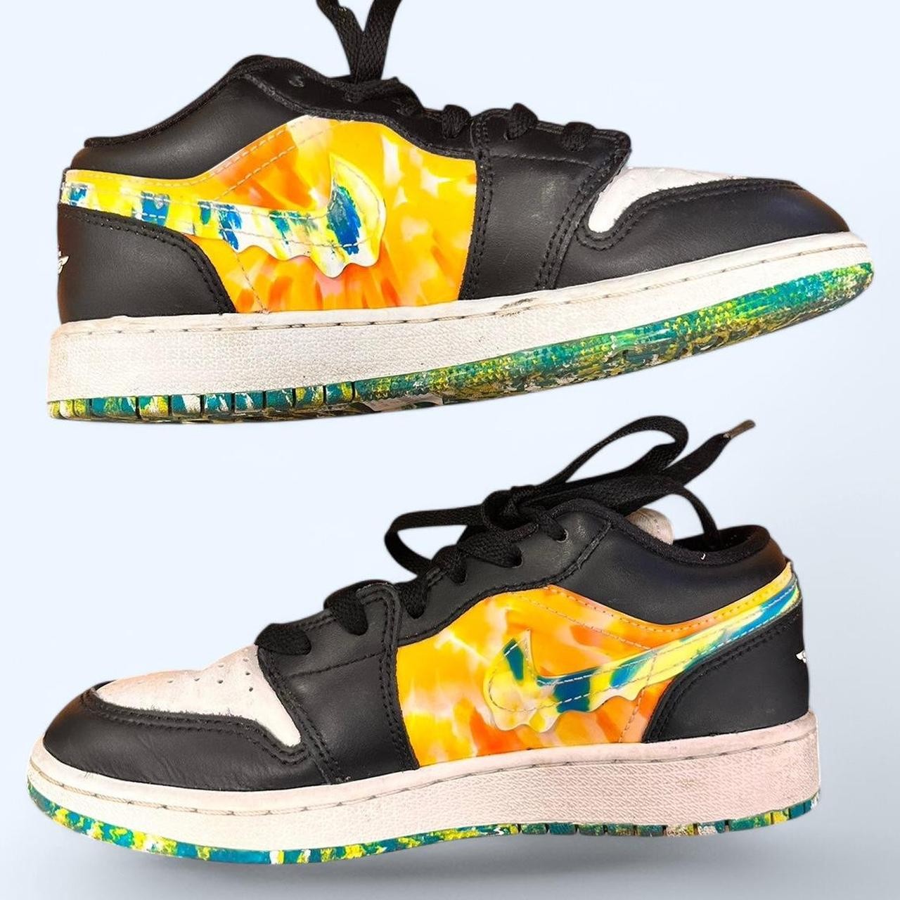 Nike Air Jordan 1 Sneakers Black Multicoloured Leather UK 3.5 Kids Teens Unisex
