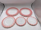 Vintage Hazel Atlas Crinoline Pink Ripple Plates Saucers