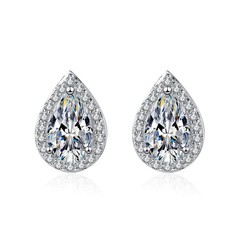 2Ct Pear Cut Moissanite Teardrop Stud Earrings 925 Sterling Silver Mother's Day