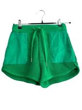 SER.O.YA Uma Knit Shorts Women Size XXS Kelly Green Pull On Cotton Pockets NWT