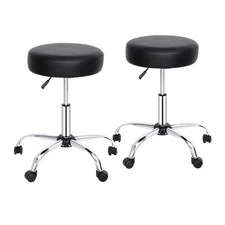 2PCS Adjustable Rolling Stool Salon Spa Chair Hydraulic Ultra-Thick Seat Cushion