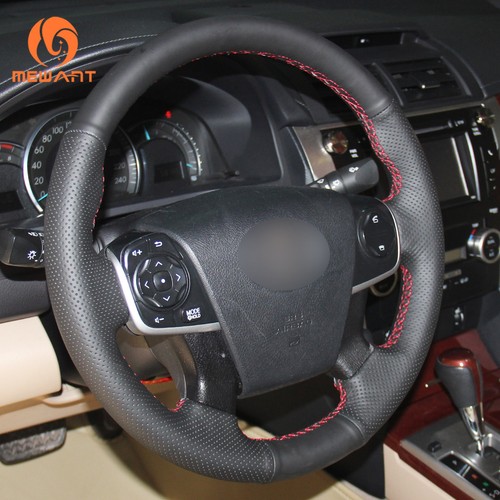 Black Artificial PU Leather Car Steering Wheel Cover for Toyota Aurion 2012-17 D - Picture 4 of 9