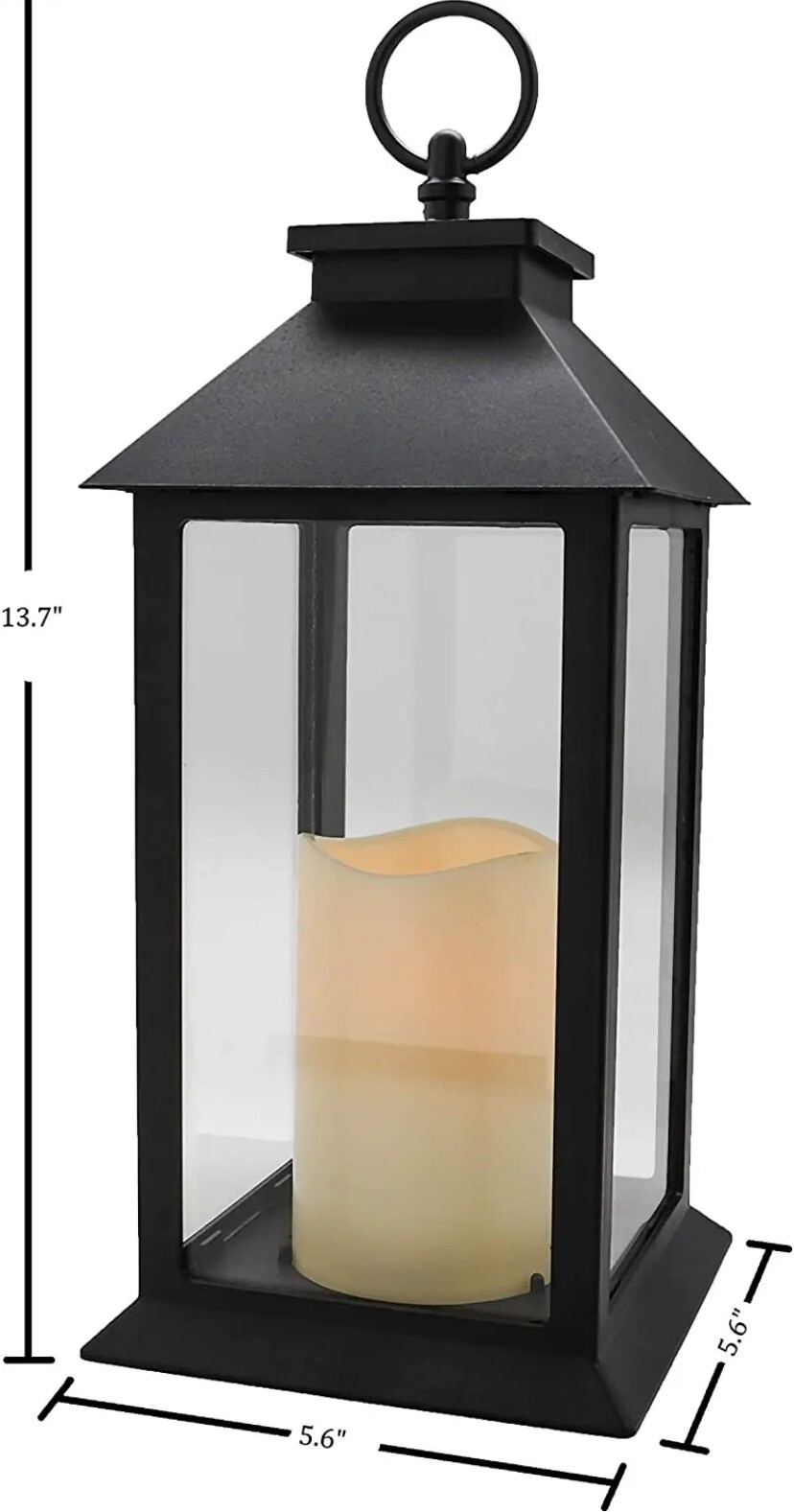 YAKii Hanging Glass Panes Lantern Portable Led Candle Light Operated by