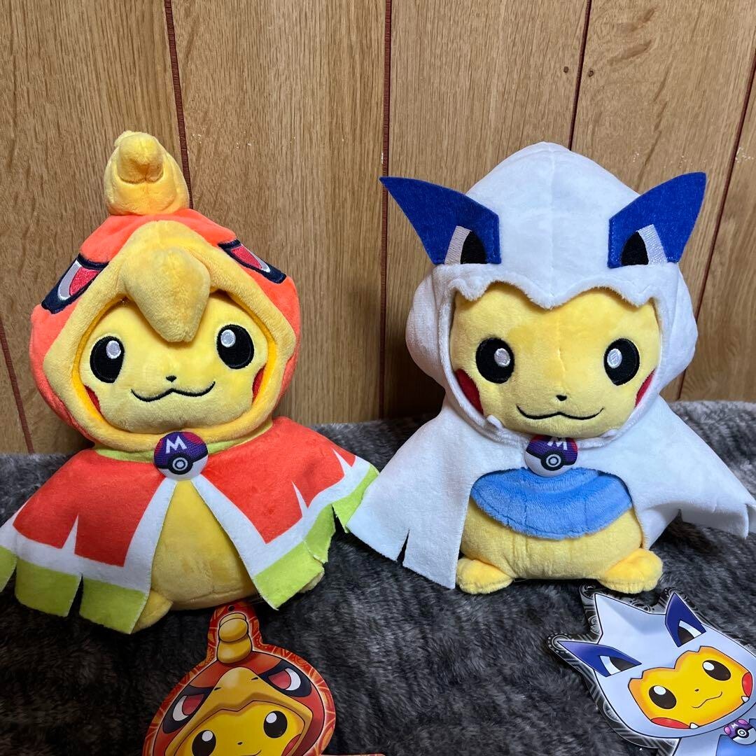 Pokemon Center Kyoto Pikachu Ho-Oh Lugia Poncho Plush Set New with