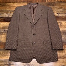 Ermenegildo Zegna Blazer 52 42R US Brown Houndstooth Sport Coat Wool