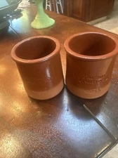 2 Vntg  Terracotta Ceramic Pottery CERMER MERIDIANO YOPLAIT France Containers B4
