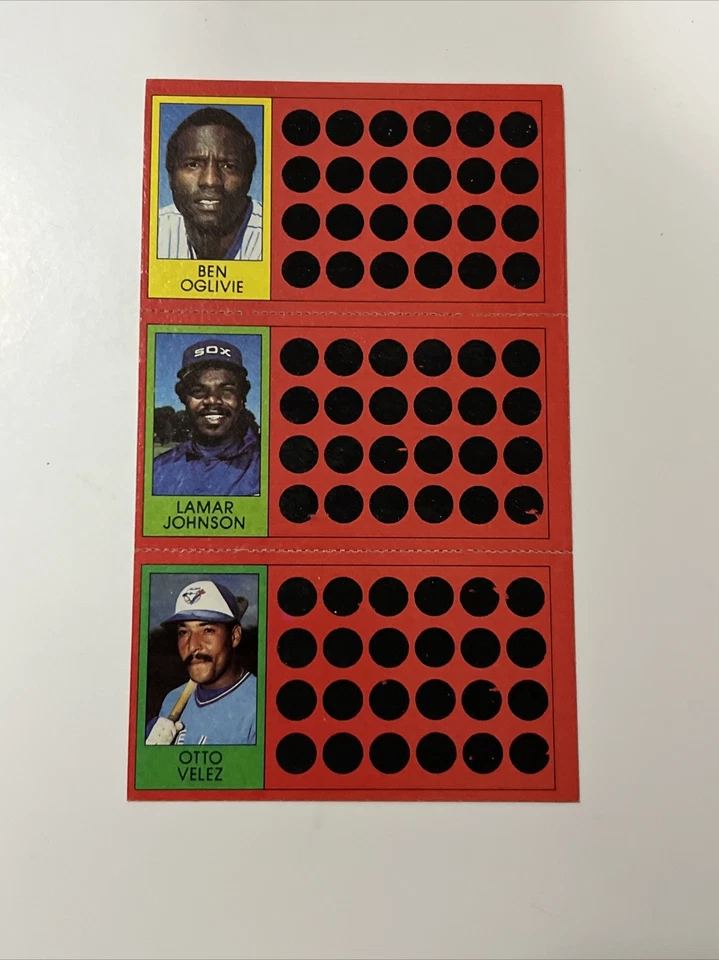 1981 Topps baseball scratch off Ben Oglivie/Lamar Johnson/Otto Vellez - Image 3 of 4