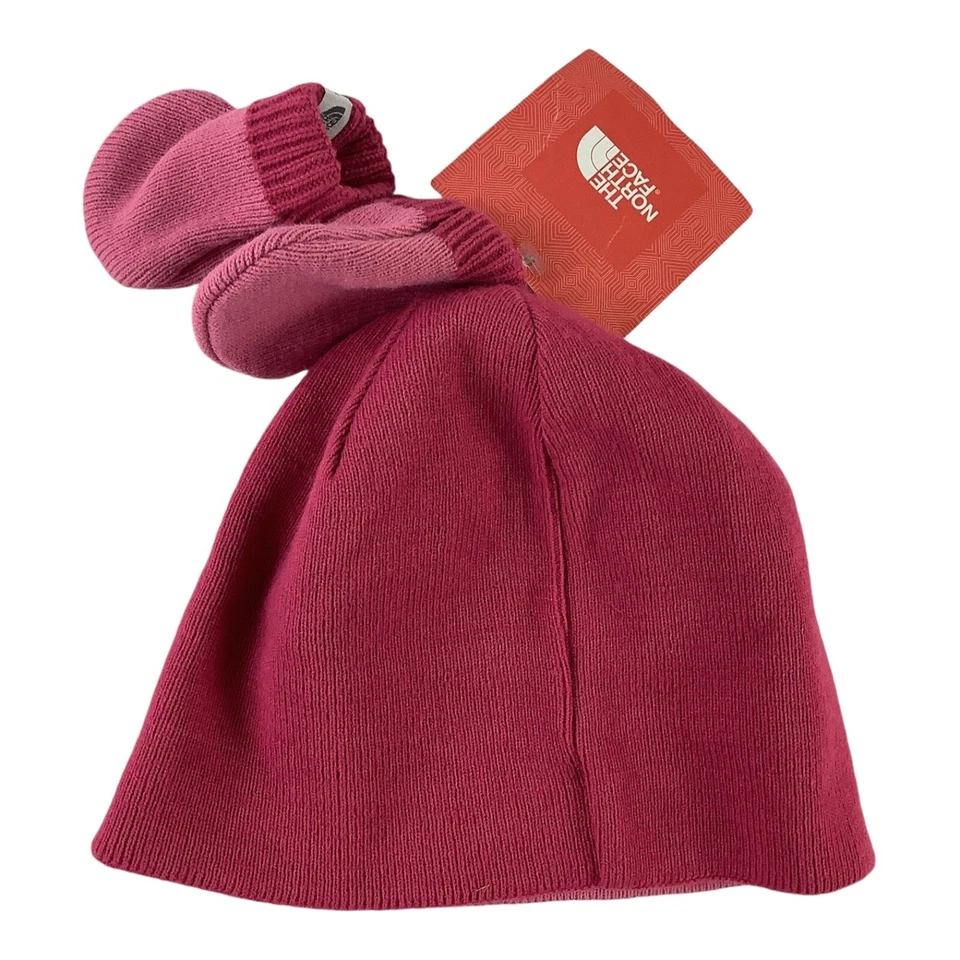 North Face Baby Boo двусторонний блаженство розовый Beanie & Mitten комплект младенца новый с Ярлыками - Изображение 2 из 4