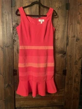 BELLE BADGLEY MISCHKA NWT Sz 10 PINK STRIPED SHEATH DRESS