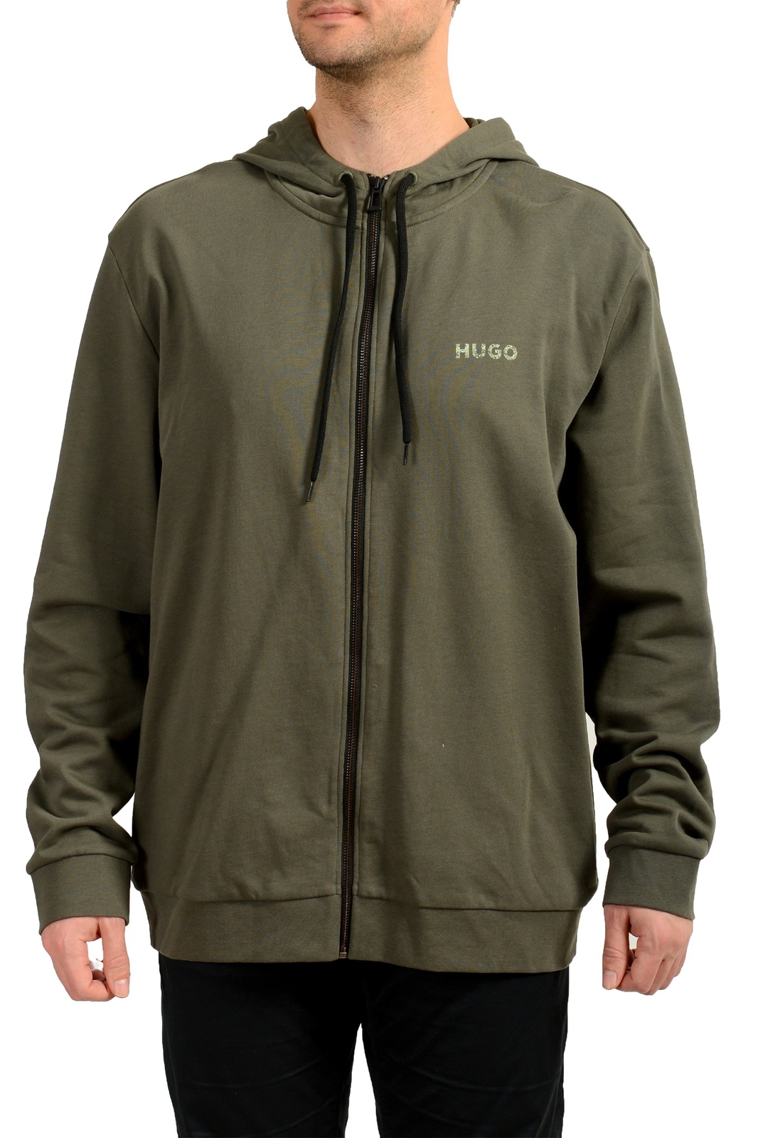 Мужская спортивная куртка-свитер Hugo Boss с зеленым логотипом Demokrit на молнии US 2XL IT 56 16490₽