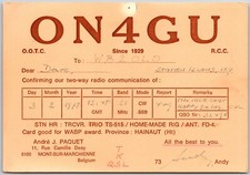 1978 QSL Radio Card ON4GU Mont-Sur-Marchienne Belgium Amateur Station Postcard